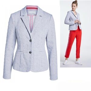 OUI Heart Textured Blazer Stretch Cotton Grey 10 Tailored Office Minimalist Love